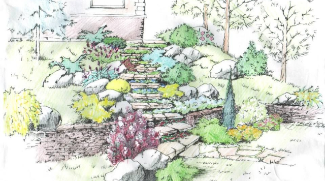 Ландшафтный дизайн проект в стиле сада с камнями